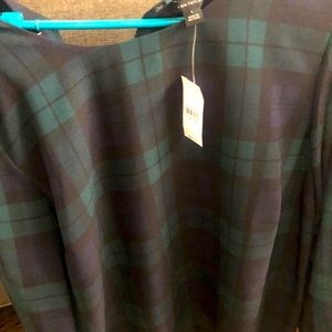 Ann Taylor blue & green plaid blouse never been worn